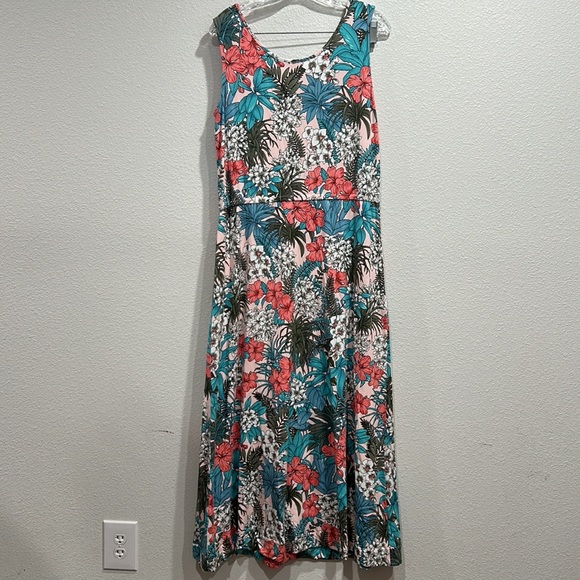 Talbots Sleeveless Floral Knit Maxi Dress SZ Large - Picture 2 of 10